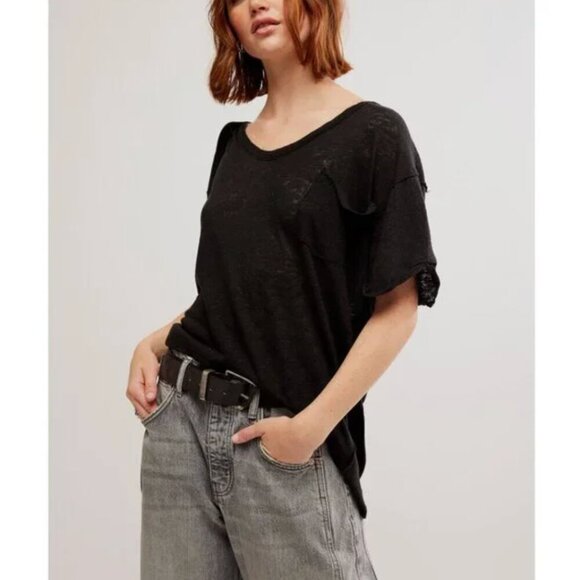 Free People Tops - Free People We the Free All I Need Linen & Cotton Tee Oversized, Size M